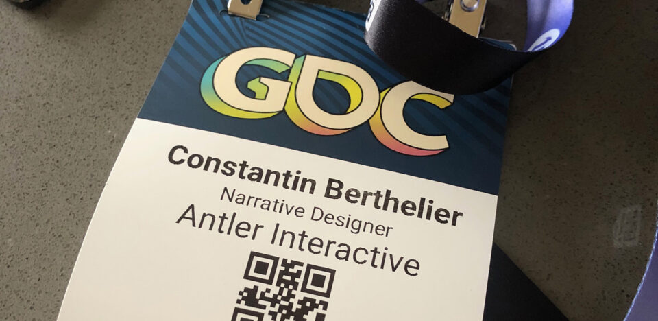 My badge at GDC for Cloudborn (Antler Interactive) at Inworld booth.